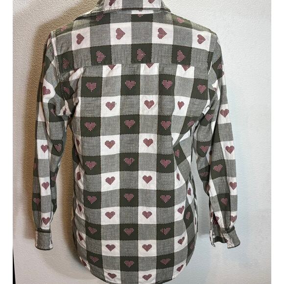 Krazy Kat Essential Shirts Heart Print Button Down Top Women’s S Vintage 90s - Picture 2 of 5